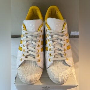 Adidas White and Yellow Striped Sneakers